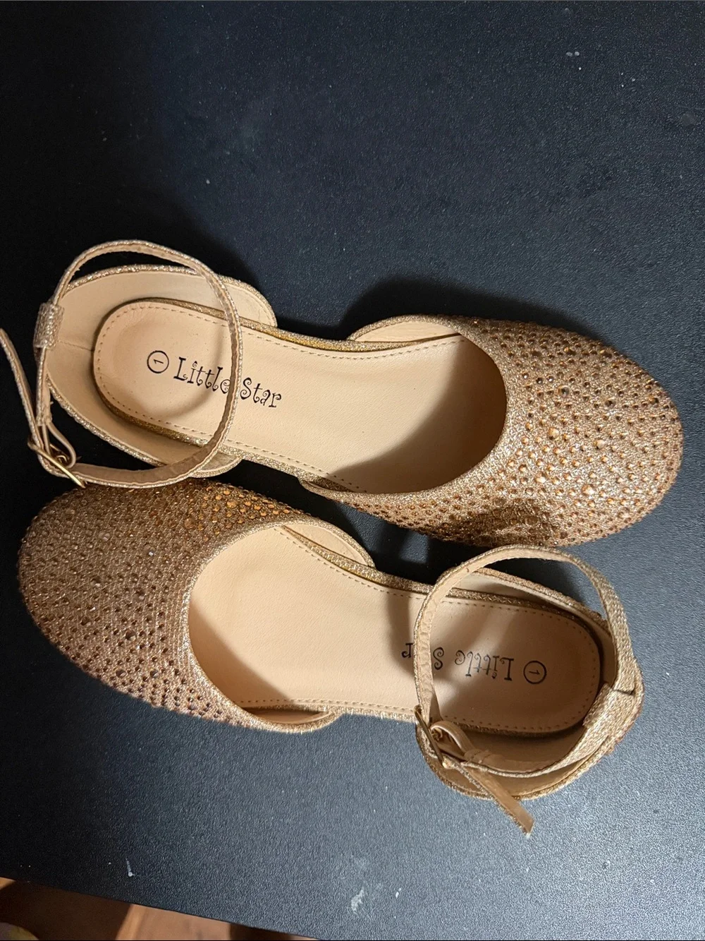 Girls' Glitter Gold Ankle-Strap Sandals